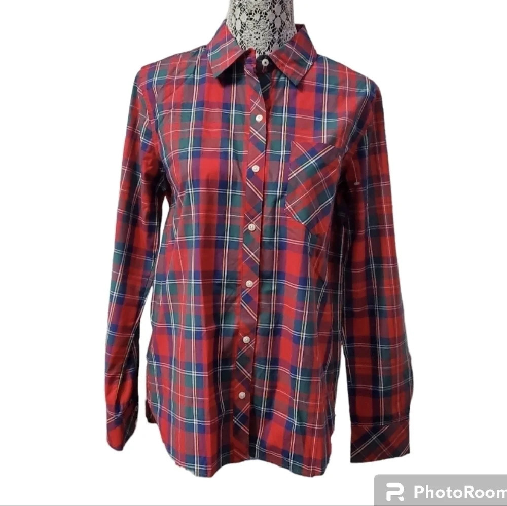 Vineyard Vines Women's Merry Plaid Chilmark Relaxed Button-Down Shirt 8